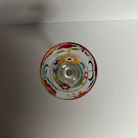 Pier 1 Imports Spring Floral Hand Painted Wine Glass Water Goblet Mouth Blown - Picture 8 of 12